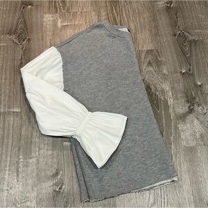 Top shop Gray Top with White Bell Sleeves Size 8